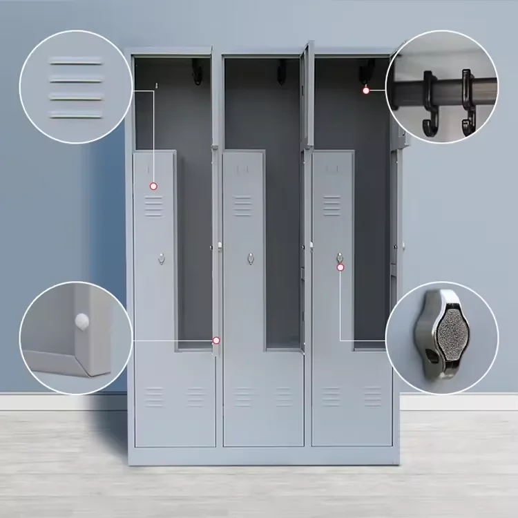 different colour steel iron almirah design  Z-shaped gym steel closet luggage storage locker changing clothes storage cabinet