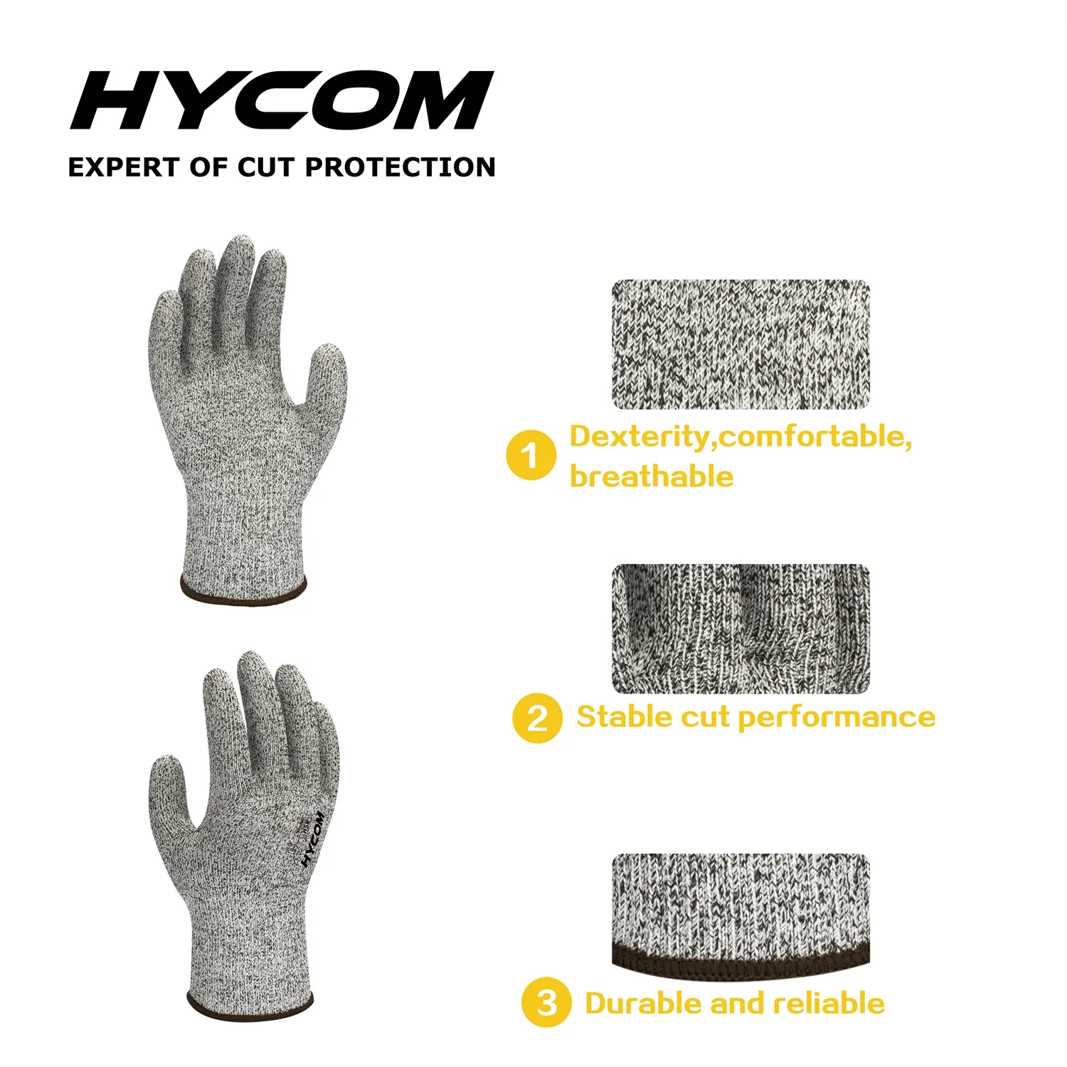 Hycom H5K Reliable Cutting Gloves Food Grade for Kitchen Mandoline Slicing, Meat Cutting, Oyster Shucking