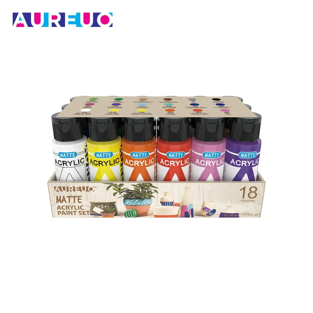 Phoenix 18 Colors 59ml Wood Styrofoam Plaster Terra Cotta Surface Painting Matt Acrylic Paints Set