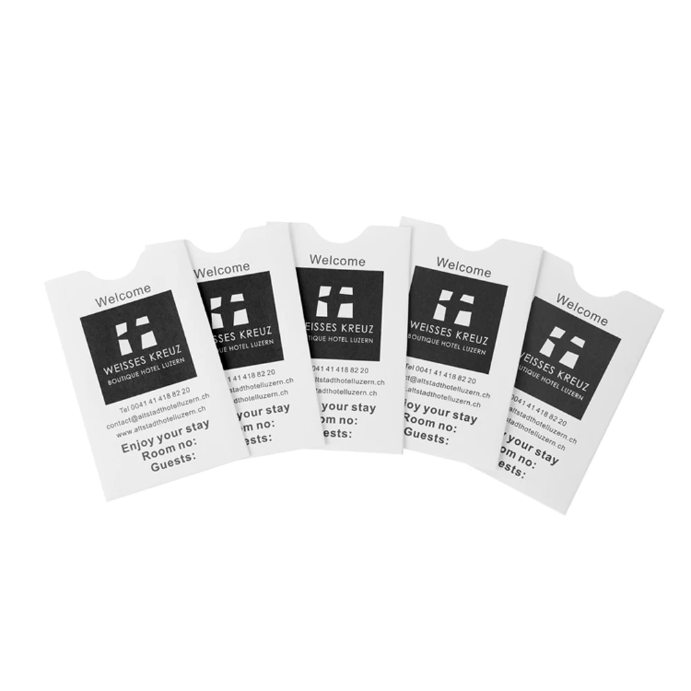 custom cheap hotel key card holder envelopes with custom logo printing