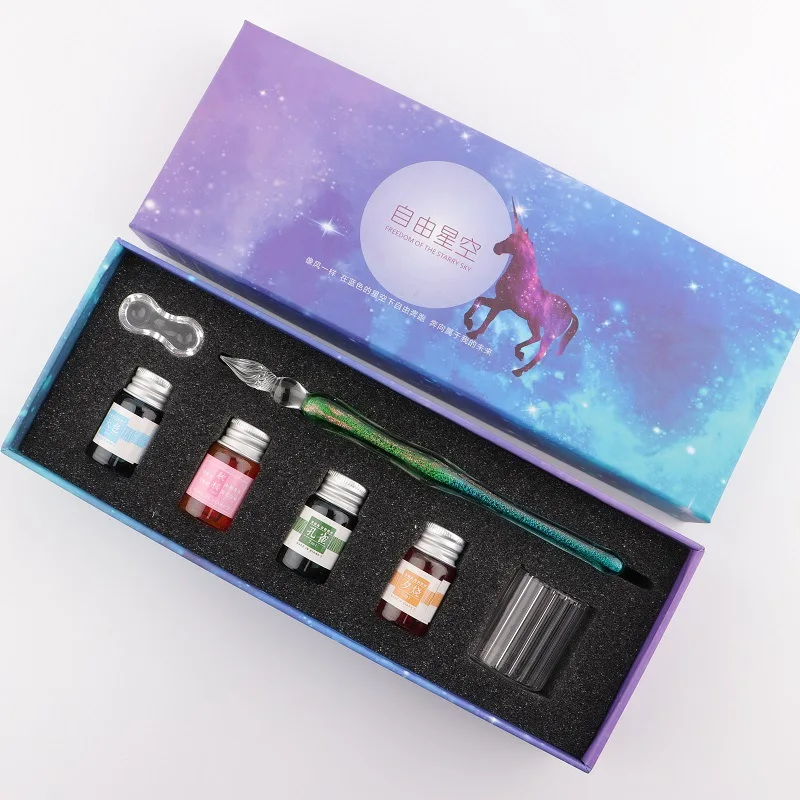 Glass dip pen set for art, writing, painting, signing, kids and artist gifts