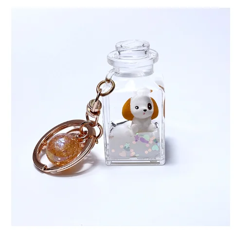 Floating Liquid Animal Heart Shape Keychain Glitter Quicksand Keyring Car Bag Trinket Pendant For Women Gift Key Fob