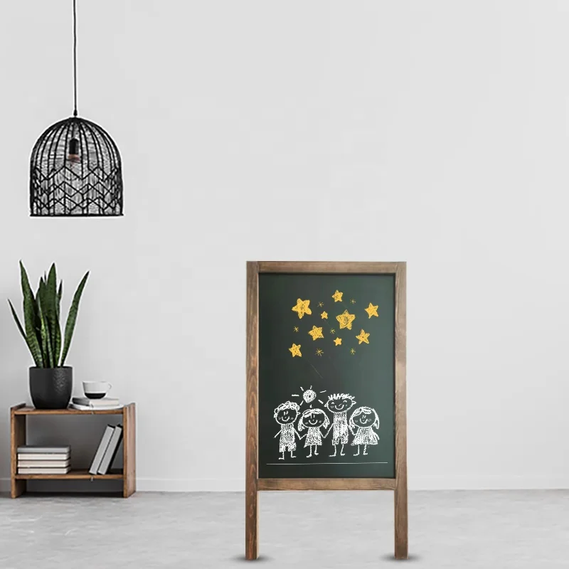 Rustic Wood Frame Free Standing Small Double Sided Blackboard For Restaurant