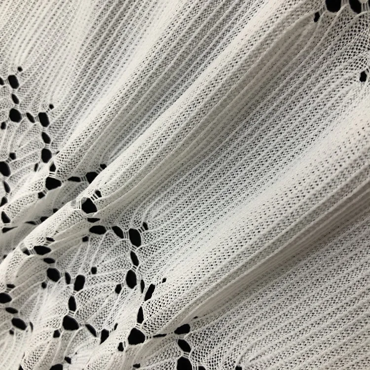 Manufacture Hot Sell Jacquard Fabric Knitting Crochets Polyester Open Weave Crochet Warp Knit Fabrics Crochet Fabric For Dress
