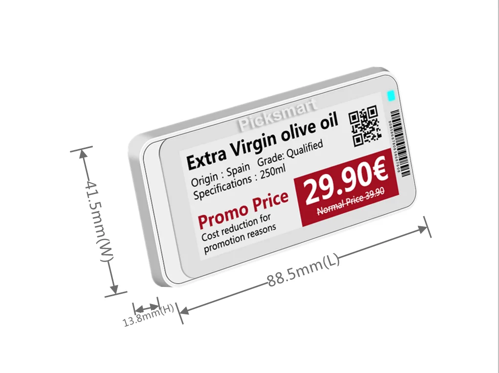 Factory Direct Sale BLE 5.0 Technology 2.9 Inch Smart Retail Tags E ink Display ESL For Supermarket Electronic Shelf Label