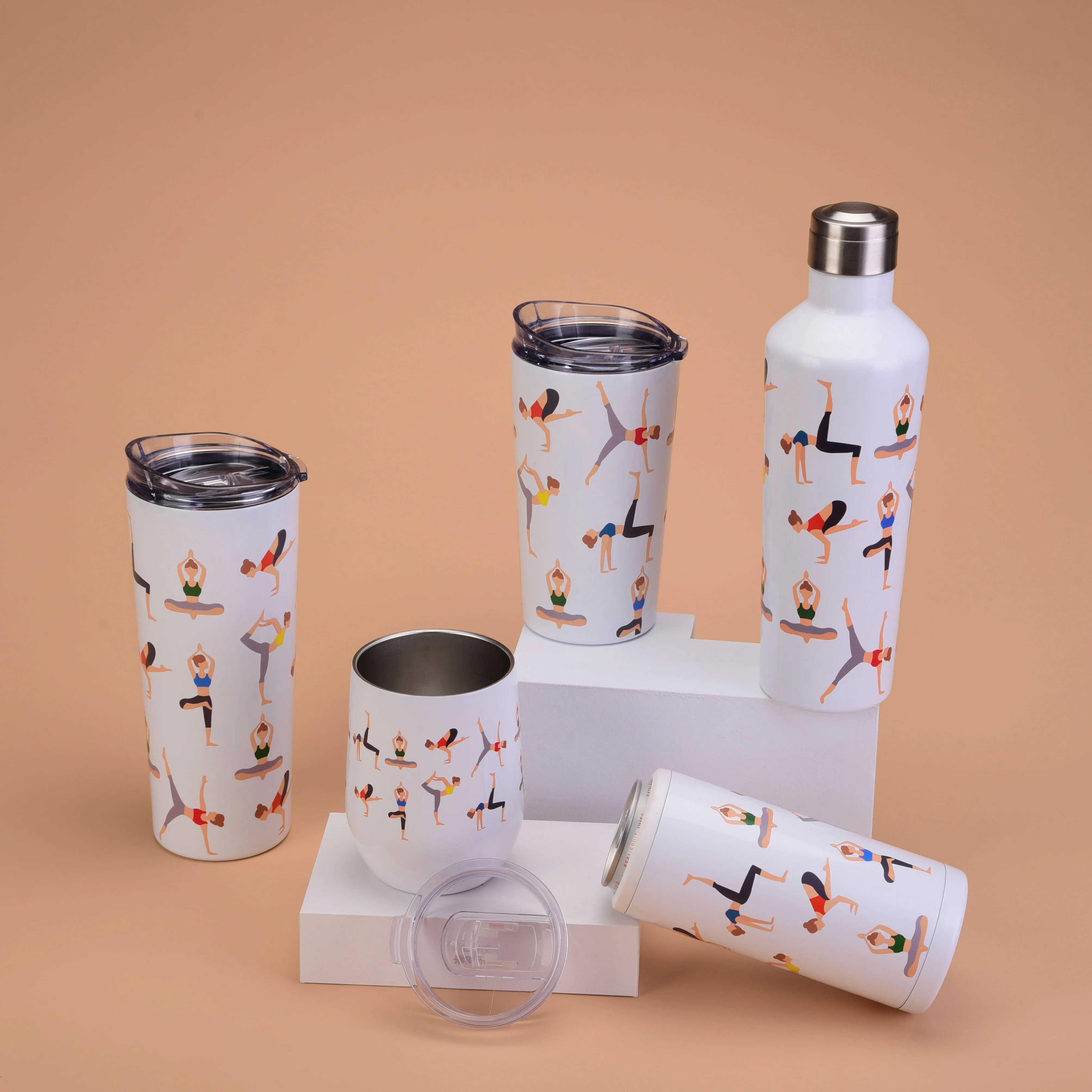 Hot Selling A Set of Yoga Items Water Bottles Series of Tumblers and Mugs Handy Cup Double Wall Stainless Steel Vacuum Cup