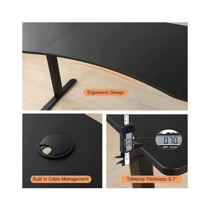 Hand crank manual height adjustable standing office table with height range 725-1155mm