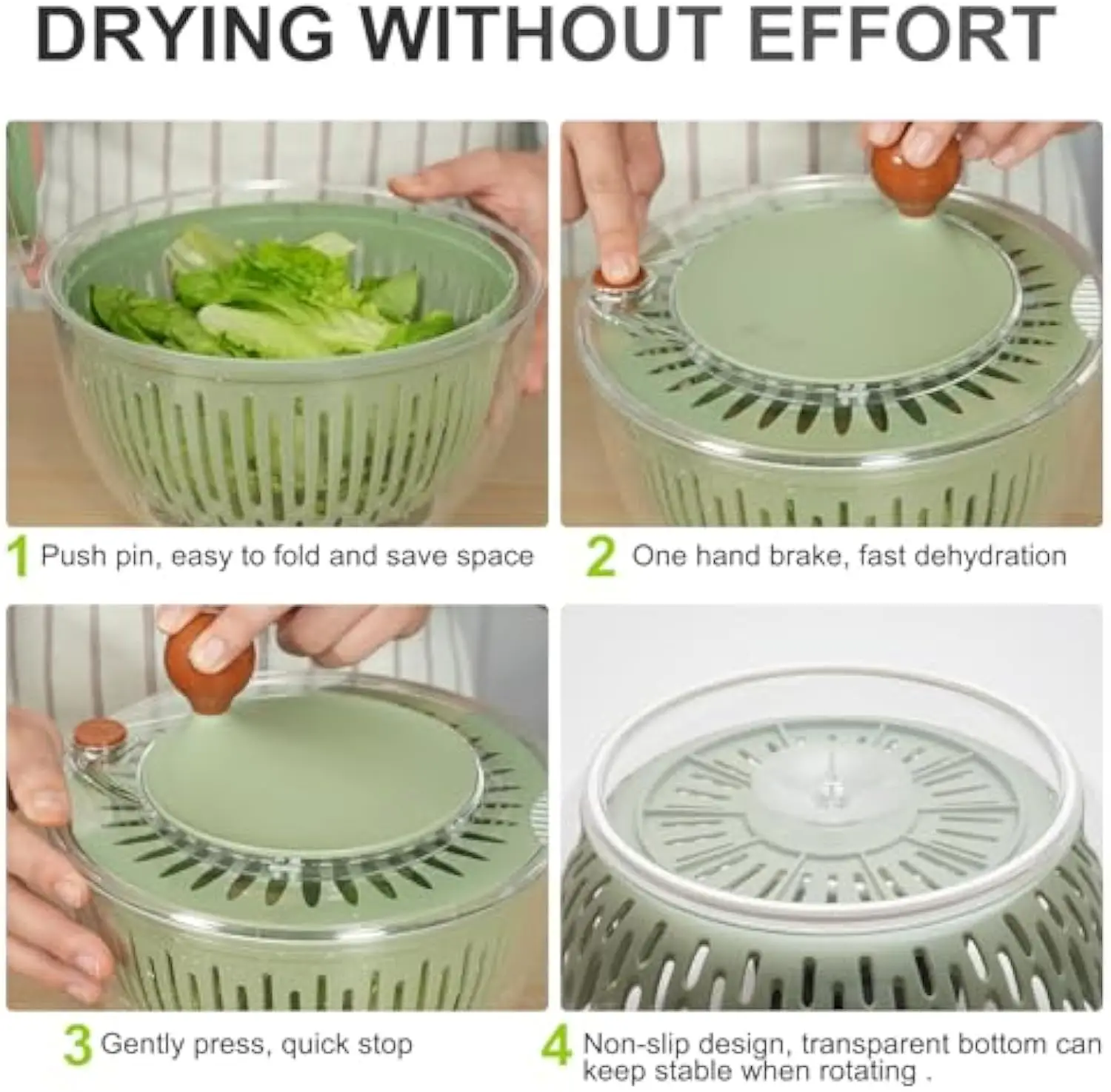 5L Colander Lettuce Plastic Fresh Crisp Clean Spin Dry Salad Pump Spinner Fruits Vegetables with Bowl Kitchen Appliance Tools