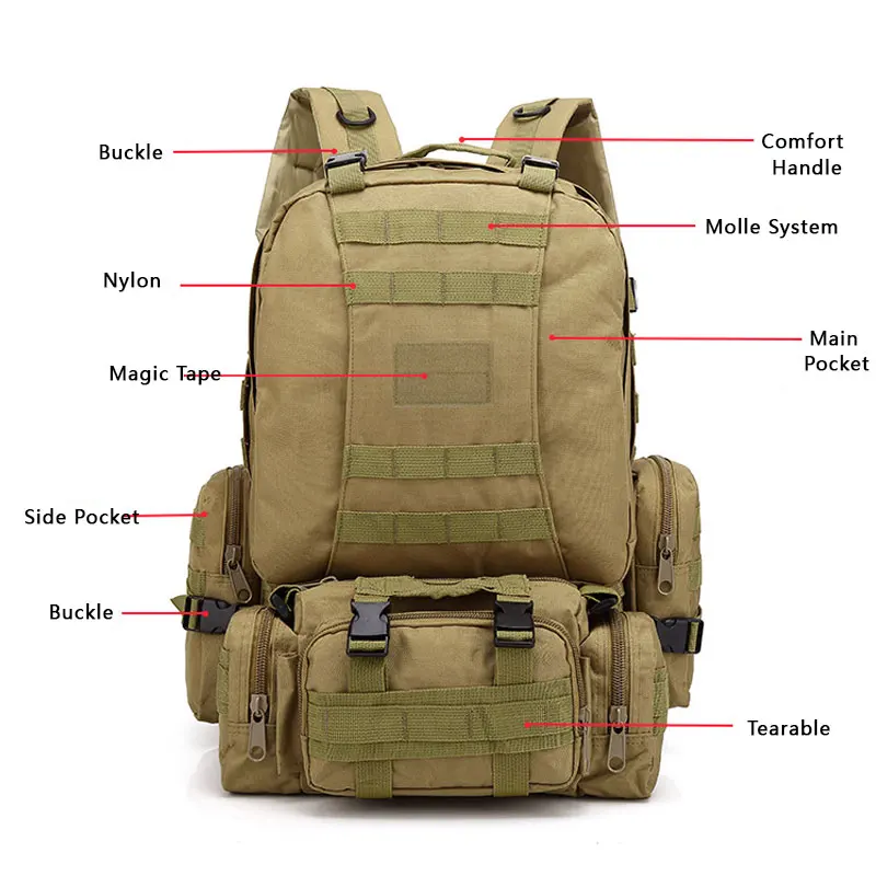 2024 Trending Factory Wholesale Bag Custom Three In One Multicolored Tactical Backpacks For Sports Gym Hiking Outdoor Backpack