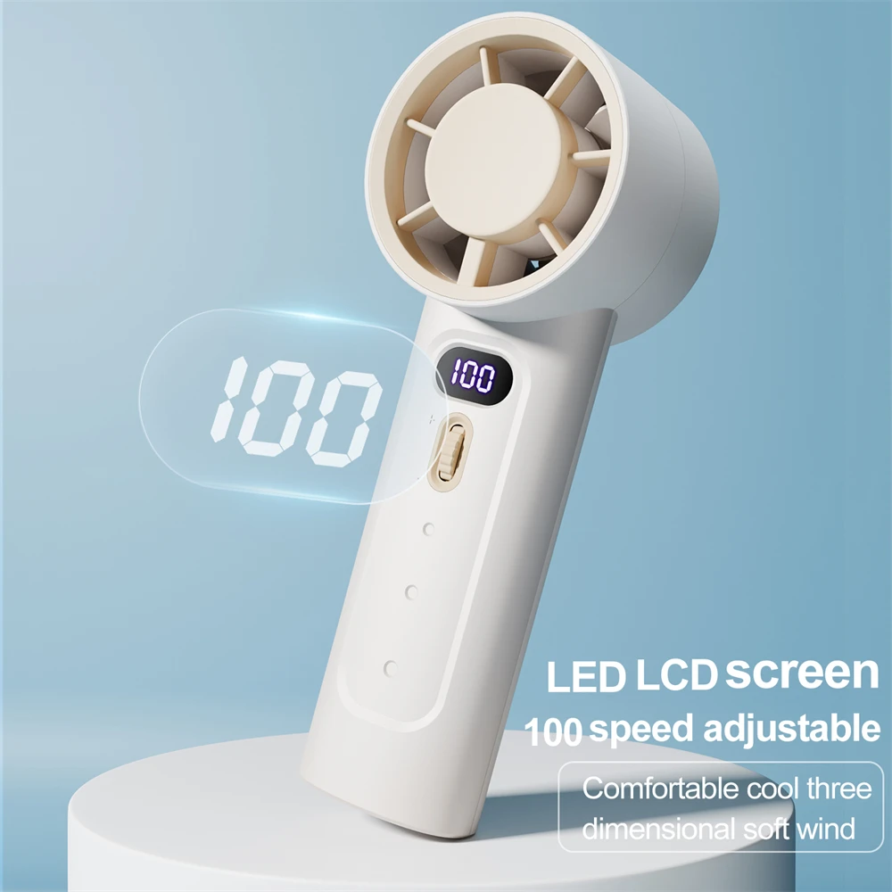 KC Battery High Speed Mini Turbo Fan Powerful Handheld Wearable Air Conditioner Fan Smart Digital Display Personal Hand Fan