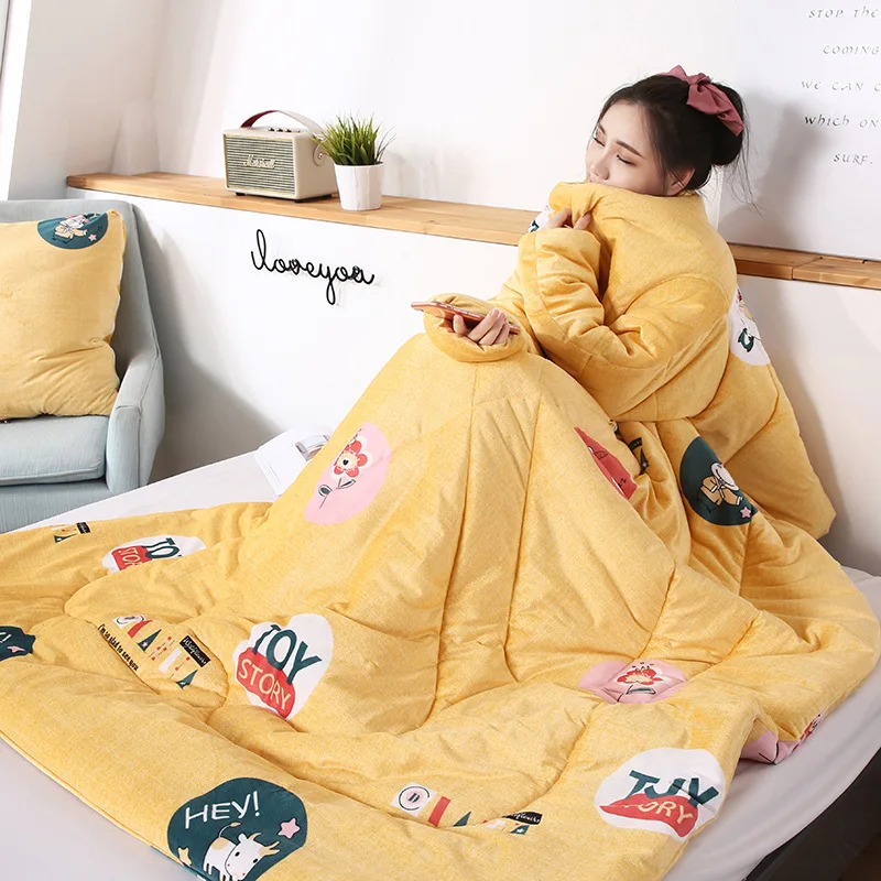 Multi-functional lazy quilt with cotton  duvet  winter sleeve by student dormitory  washed cotton feather  single quilt core