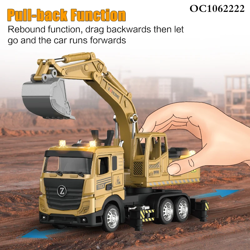 Simulation sound lighted up controlled excavator diecast toys mini cars and trucks for 12 years old kids for sale