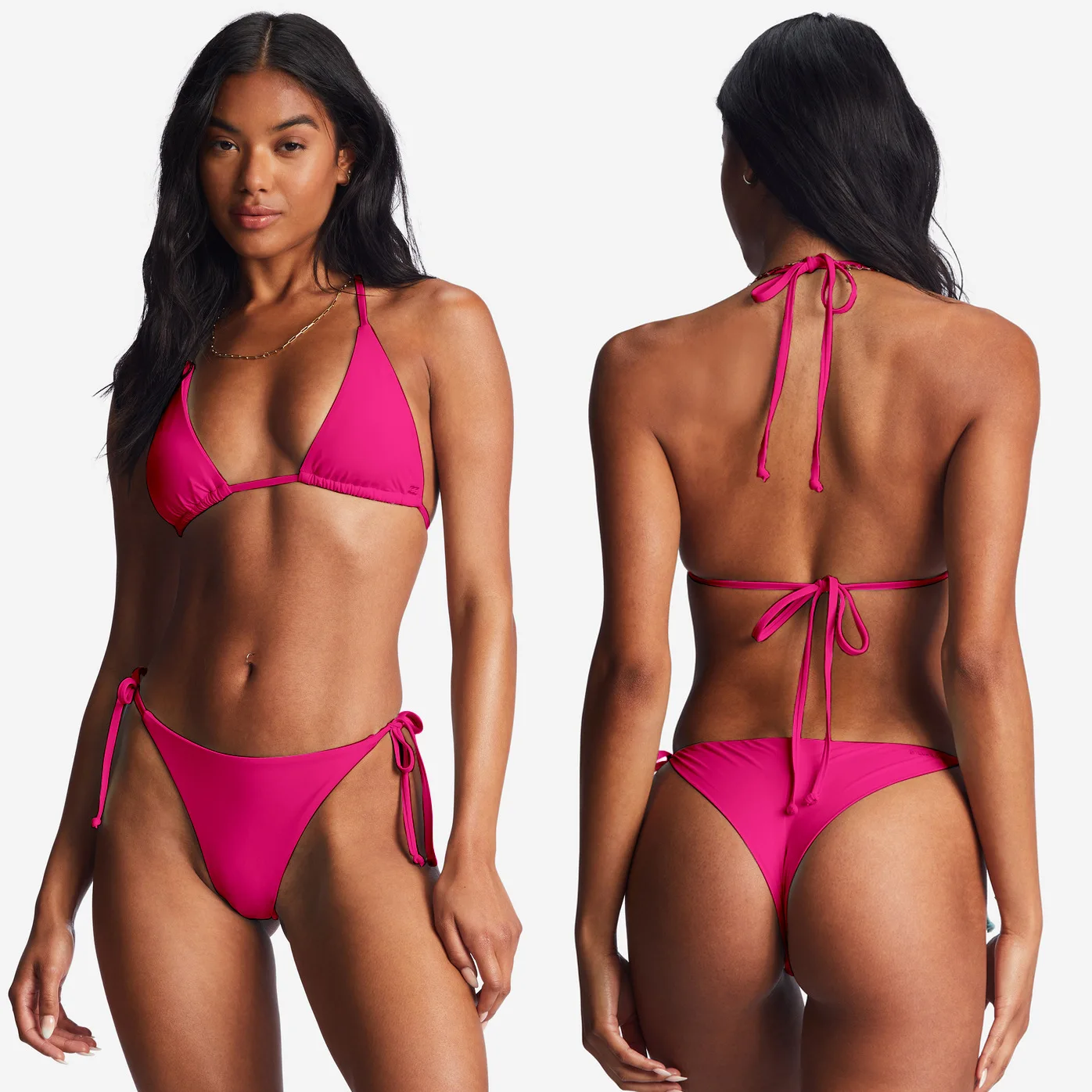 women Halter Lace-Up Triangle  Sexy Solid Pattern Breast Pad Bathing Suits beachwear Swimsuit Bikini set