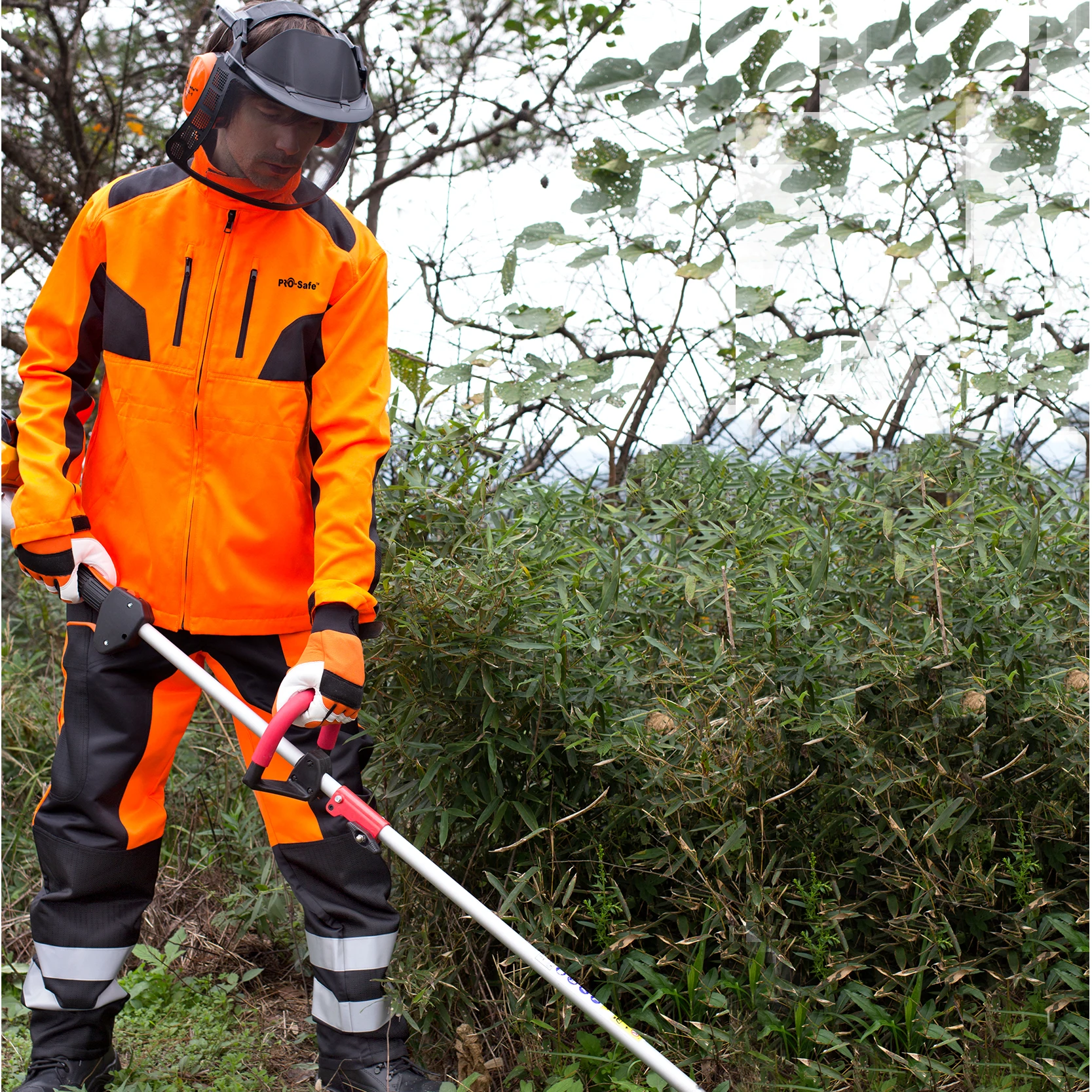 Forest high quality Garden Brush Cutter Safety Set Kit With Jacket Workwear Visible Jacket Trousers Earmuffs Gloves