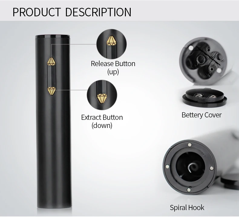 Best Selling Battery-Powered One-Touch Electric Wine Opener Bottle Opener Supports Customization
