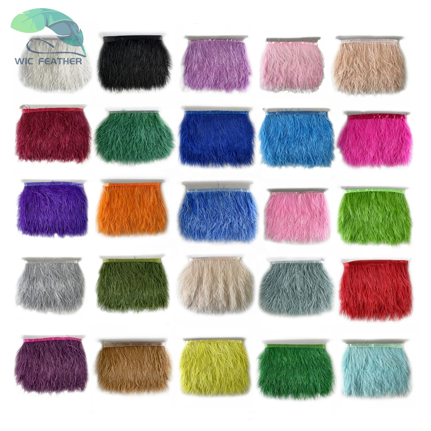 8-10 CM Free Sample Cheap High Quality Dyed Colorful Fluffy Feather Fringe Lace Trim Decorations Ostrich Feather Trim