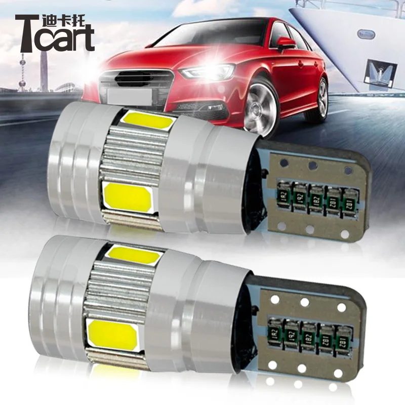 Tcart Auto led  lighting bulb T10 5630 6SMD W5W Car Decoding LED Bulb Error Free Side Marker License Plate Light Decoding canbus