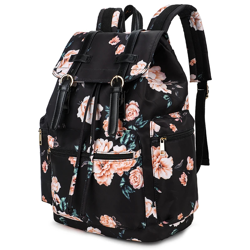 KOOGER Wholesale New Trendy Girls Flower Bookbag Women Laptop Computer Bag Backpacks with usb