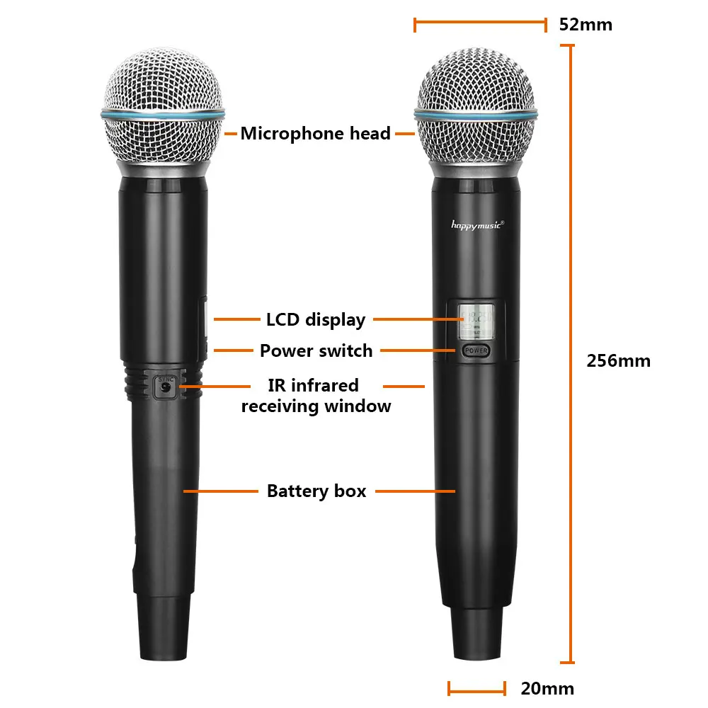 Rayco Портативная Беспроводная микрофонная система с 2 ручными микрофоном беспроводная для сцены церкви свадьбы вечеринки GLXD24