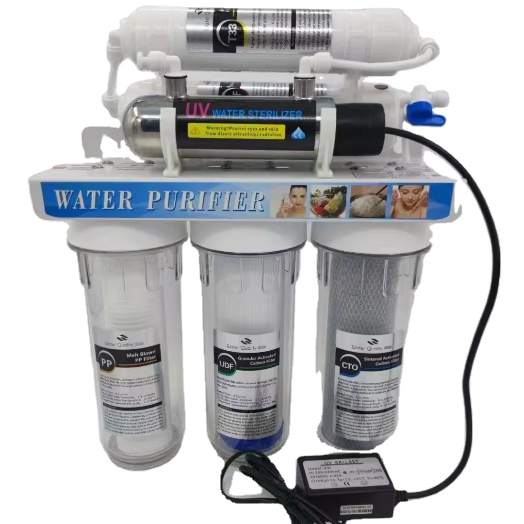 RO water purifier machine 7 Stage High-Flow Rate UV Water System Portable Under-Sink Filter for Household with RO