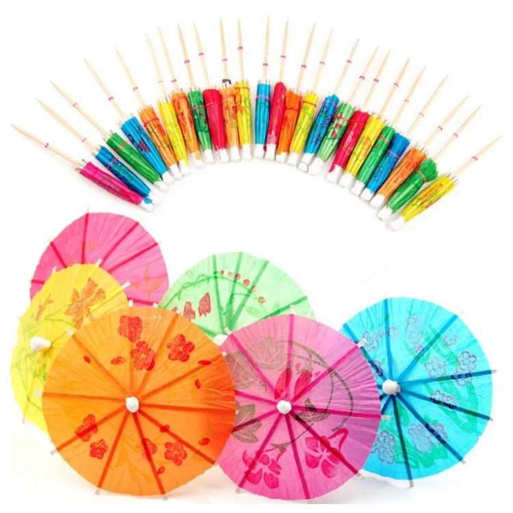 Drink Party Umbrella Cocktail Pick Parasol Toothpicks Fruit Picks 144PCS