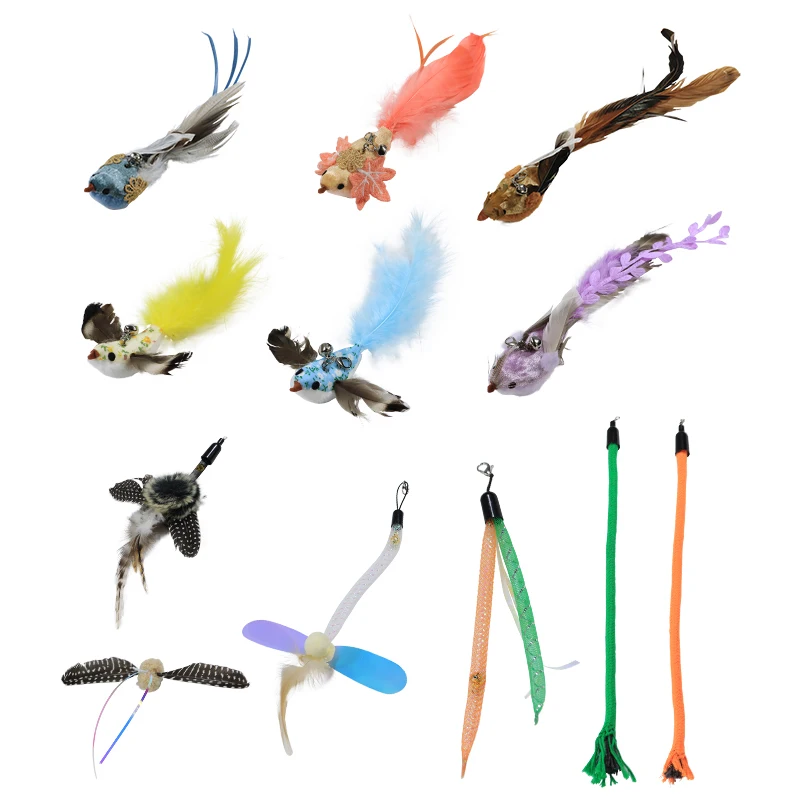 Cute Bird Shape Replacement Head Cat Toys Wands Cat Toys Interactive Training Pet Toys For Dogs And Cats