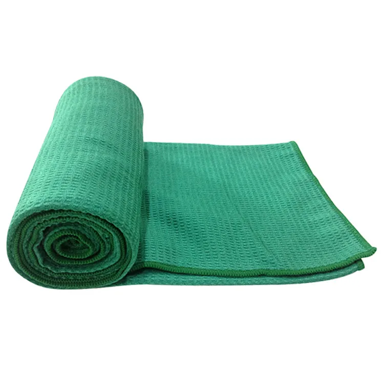 Customized design plain color waffle yoga towel non slip microfiber towel