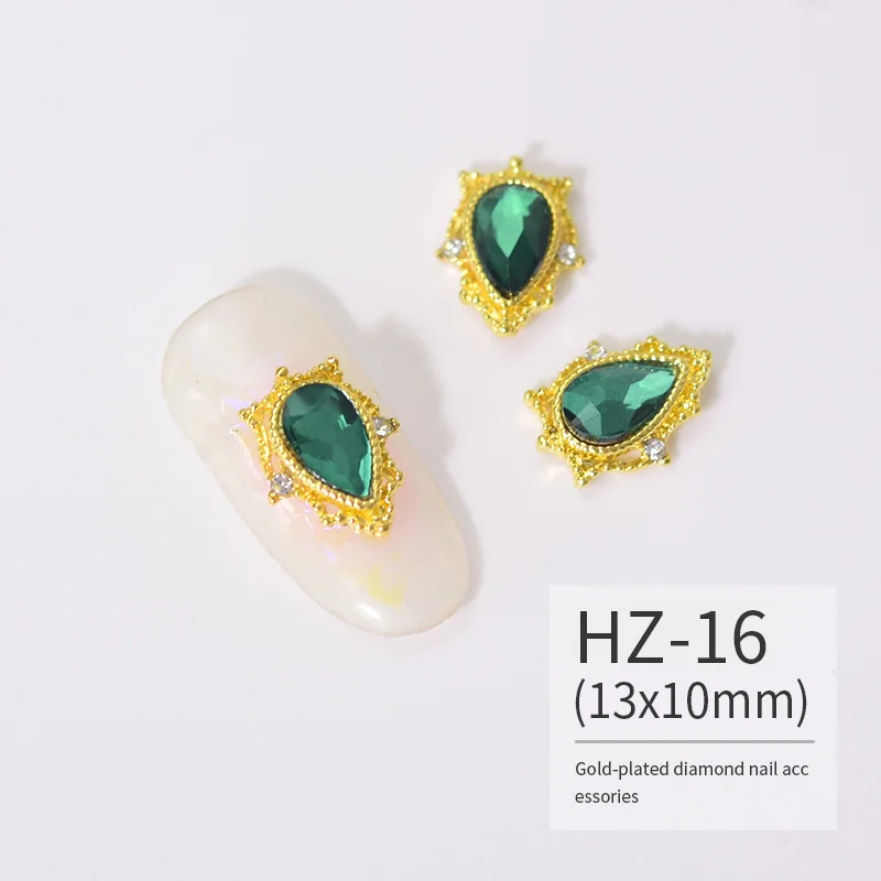 Luxury Metal Heart  Alloy Nail Charms 3D Nail Art Rhinestone Crystal Zircon For Manicure Decoration Accessories