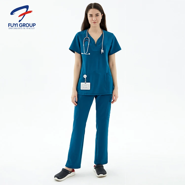 Dental Housekeep Reusable Fashionable Hospital Uniformes Medico Stretchy Anti-bacterial Scrub Fashionable Nurse Uniform Designs
