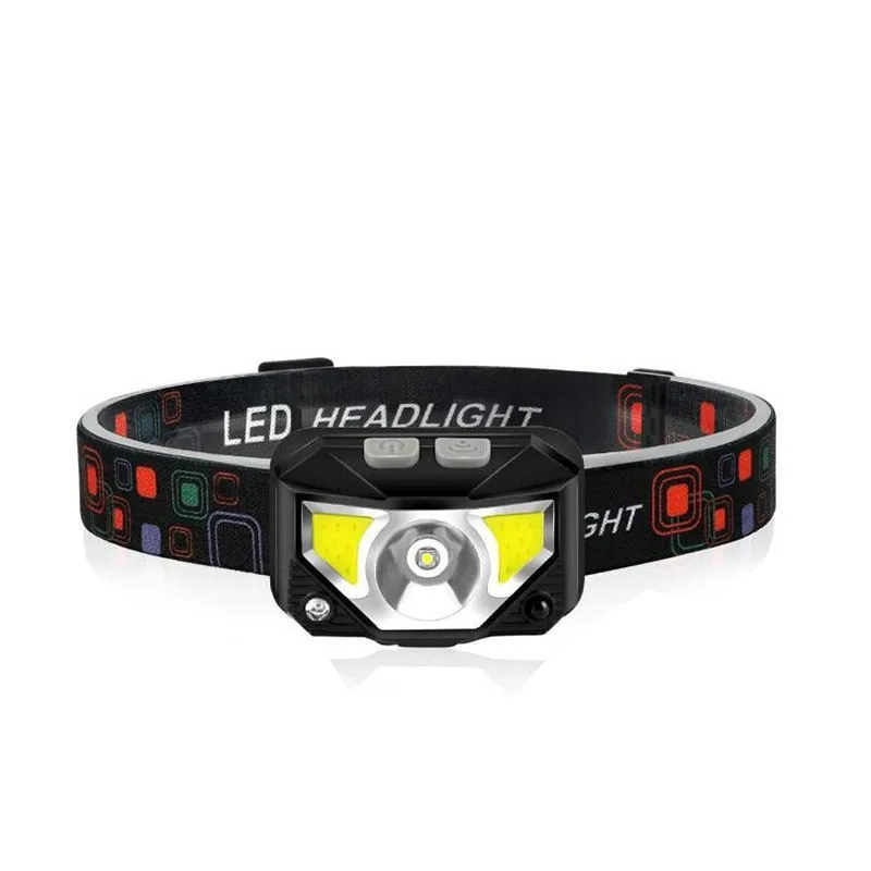 Portable LED Headlamp Induction Technology USB Rechargeable ABS Plastic Body Tactical Flashlight Work Torch IP65 New Warning