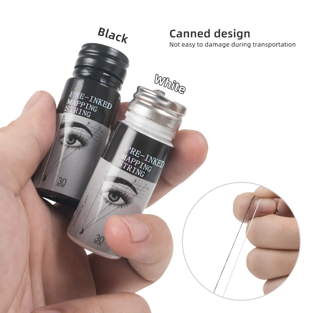 Black White Bottled 30M Tattoo Line Ruler Brow Mapping String Microblading Thread for Eyebrow Measuring