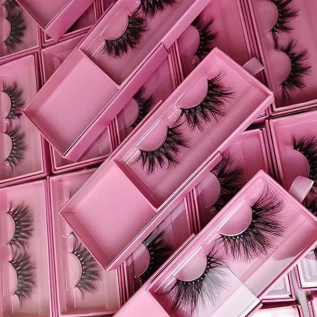 Custom Logo Dramatic 25mm Real Mink Eyelash Vendor Wholesale Private Label 25mm Fluffy Lashes Custom Lashbox Packaging Box