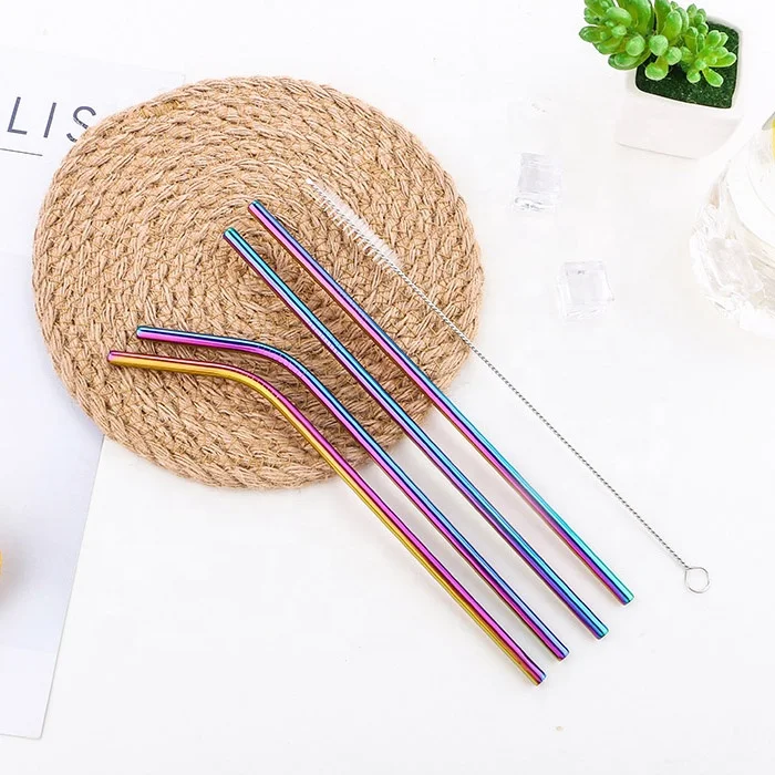 Top Seller 2019 Custom Logo Reusable Cocktail Metal Stainless Steel Straw