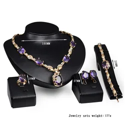 2020 Hot sells 4 piece high quality gemstone gold plating earrings necklace ring bracelet jewelry set