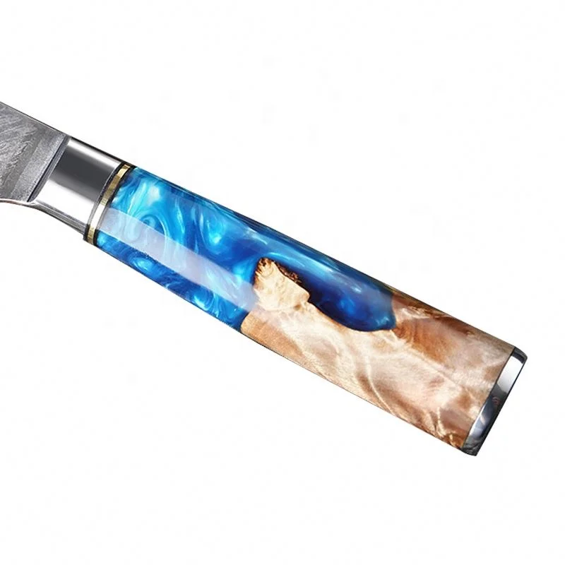 High Quality Japanese Vg10 Damascus Chef Knife Customizable Resin Handle Chefs Knife damascus kitchen knife