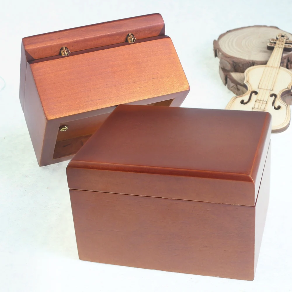 Sinzyo Professional Wholesale Red With Mirror Wooden Music Box Custom Carved Movie Game Pop Melody Music Creative Marketing Gift