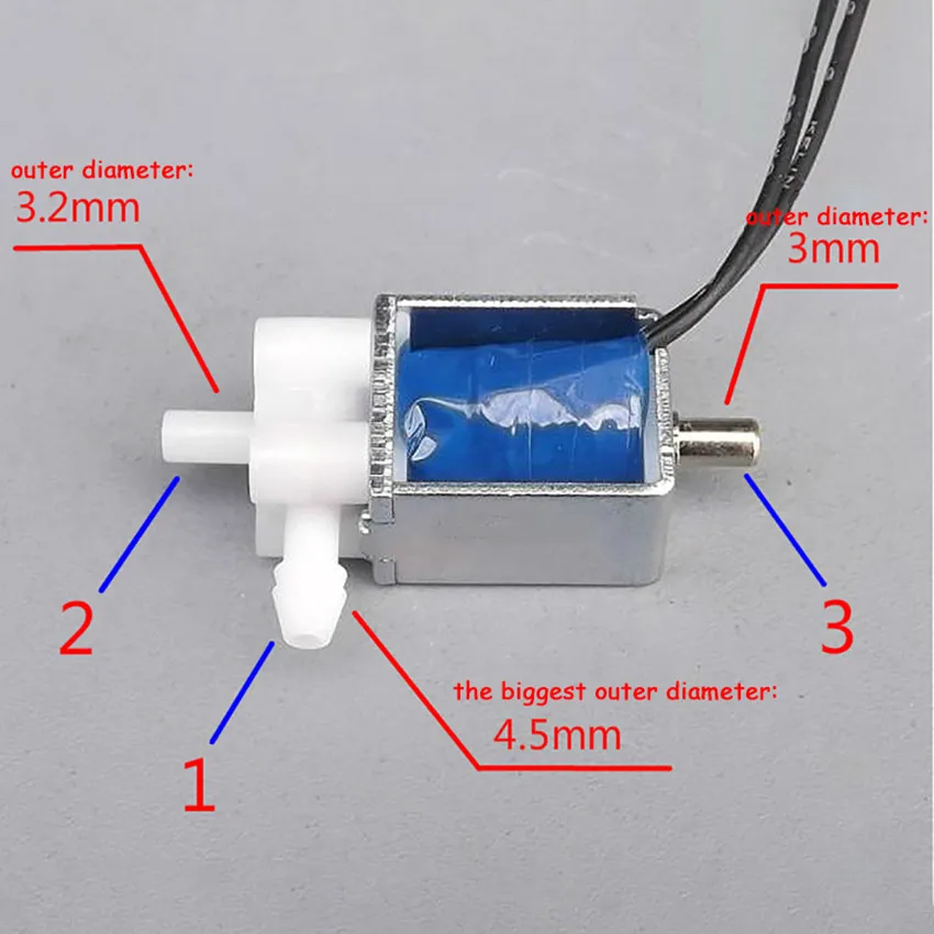 HomTR Micro Solenoid Valve 2 Position 3 Way Vent Exhaust for Air Pump DC 5V 6V Electric Solenoid Valve