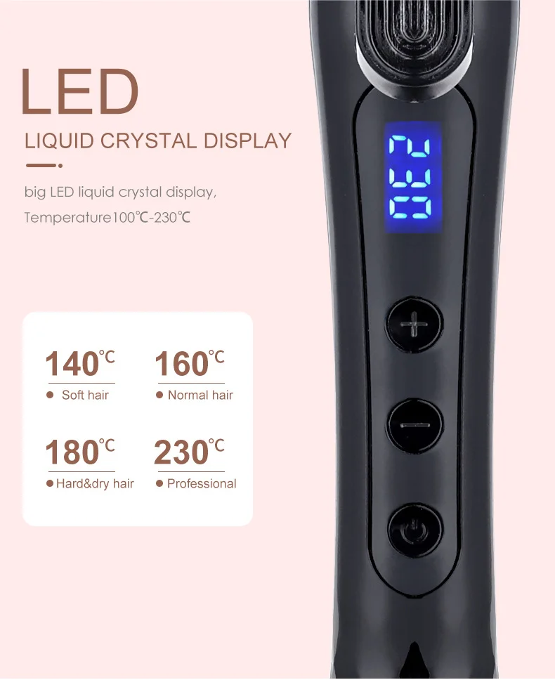 New Technology Double PTC Fast Heat Up LCD Curling hair iron Tong 10mm 25mm 32mm Hair Curler With ceramic Clip curler