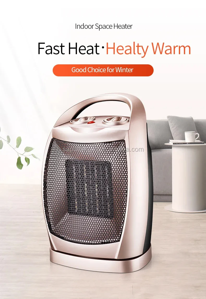 Portable Electric Space PTC Heater Fan Electric Ceramic  Heater With Tip-over Switch