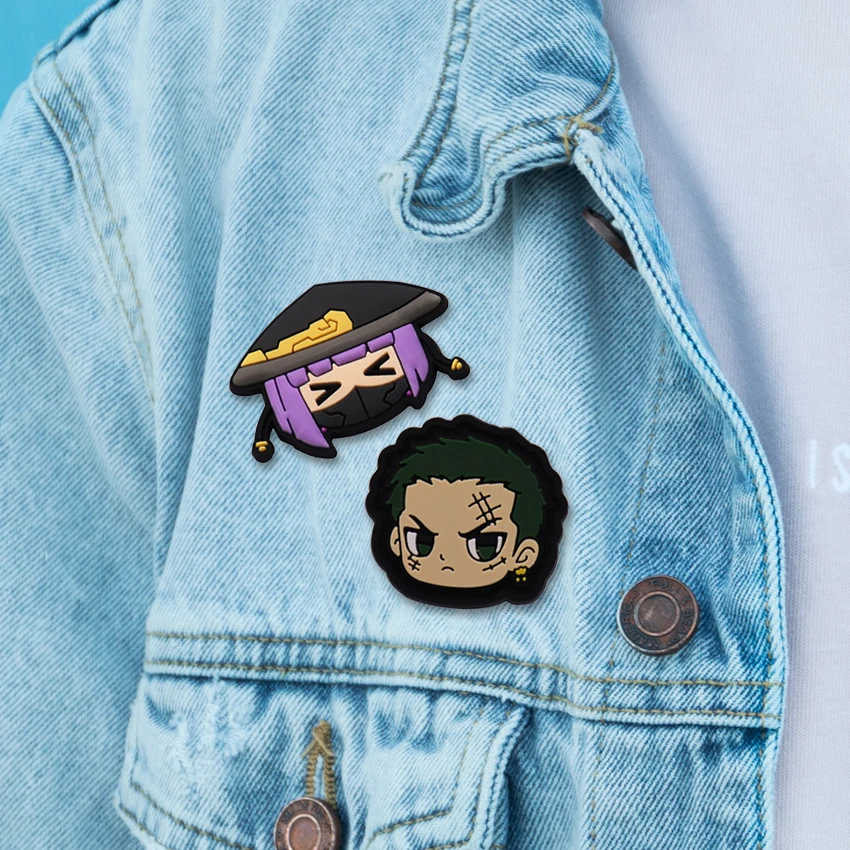 Custom Pvc Badge Factory Free Design Pin Name Tags Environmental Friendly Circular Cartoon Anime Logo Embroidery patch Badges