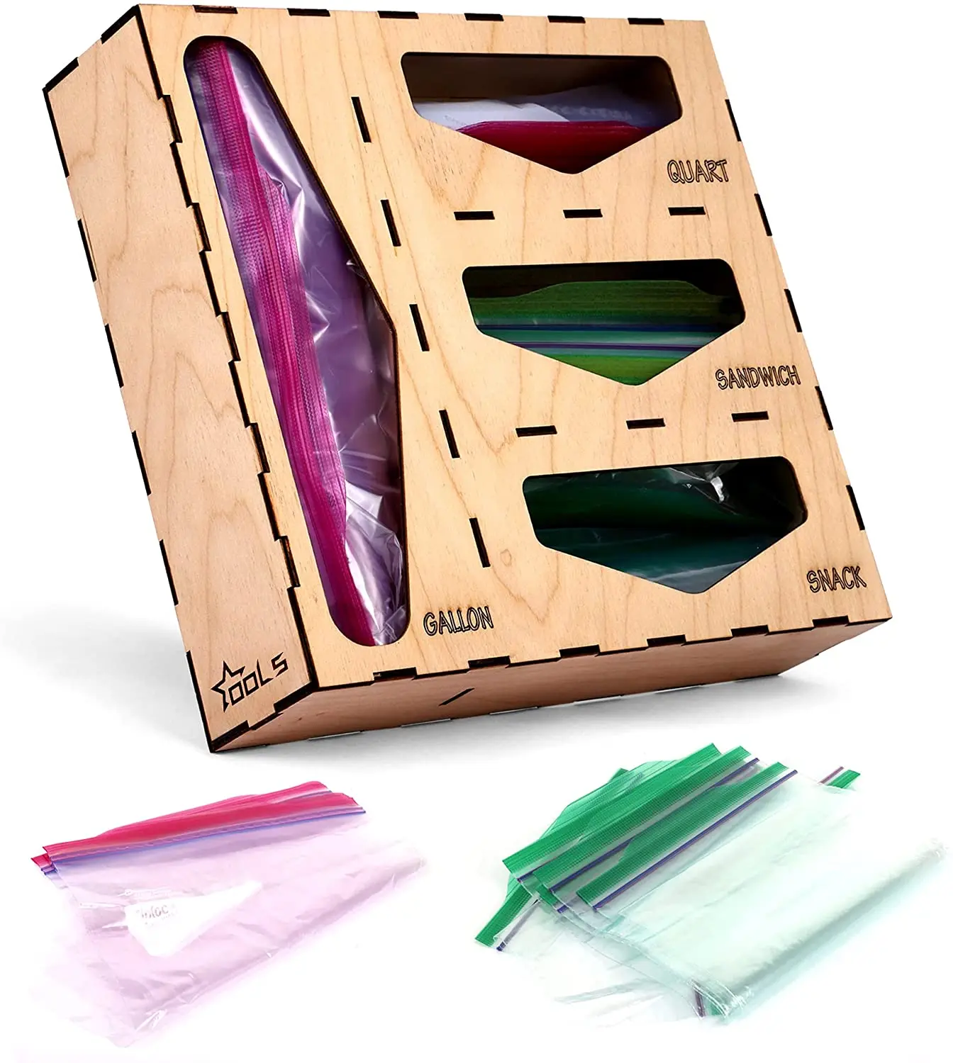 plywood Baggie Organizer For Zip Lock Storage Bags Kitchen Drawer Organizer