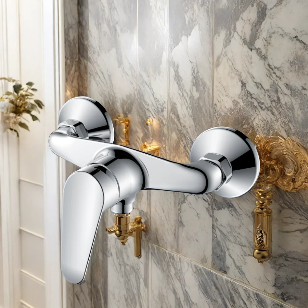 Modern  Wall Mounted Brass Shower Faucet Hot and Cold Water Mixer Valve for Bath Tub Ceramic Bathroom Faucet