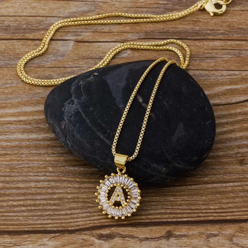 New Fashion Gold Plated Cubic Zirconia 26 Initial Letter Pendant Necklace For Women Charm Neck Chain Jewelry Customization