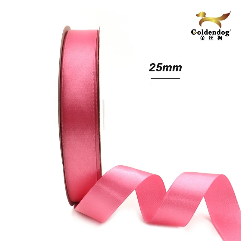 Mafolen factory price 3-100mm width 100% polyester  pure pink color silk satin ribbon for gift wrapping decorative