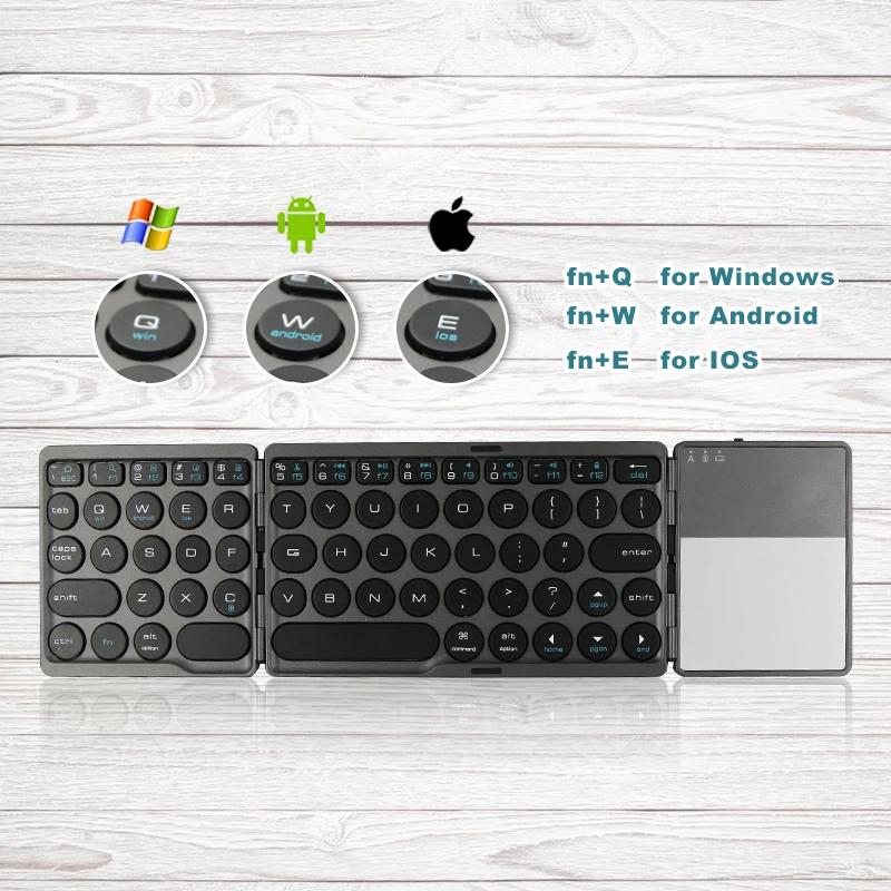 Hot Competitive Price Wireless Ultra Thin 3 Times BT Without Touchpad Folding Travel Keyboard