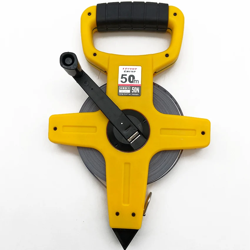 Portable plastic frame engineering ruler 65 manganese steel white paint inserted ground measuring tool ruler 100 meters large ta