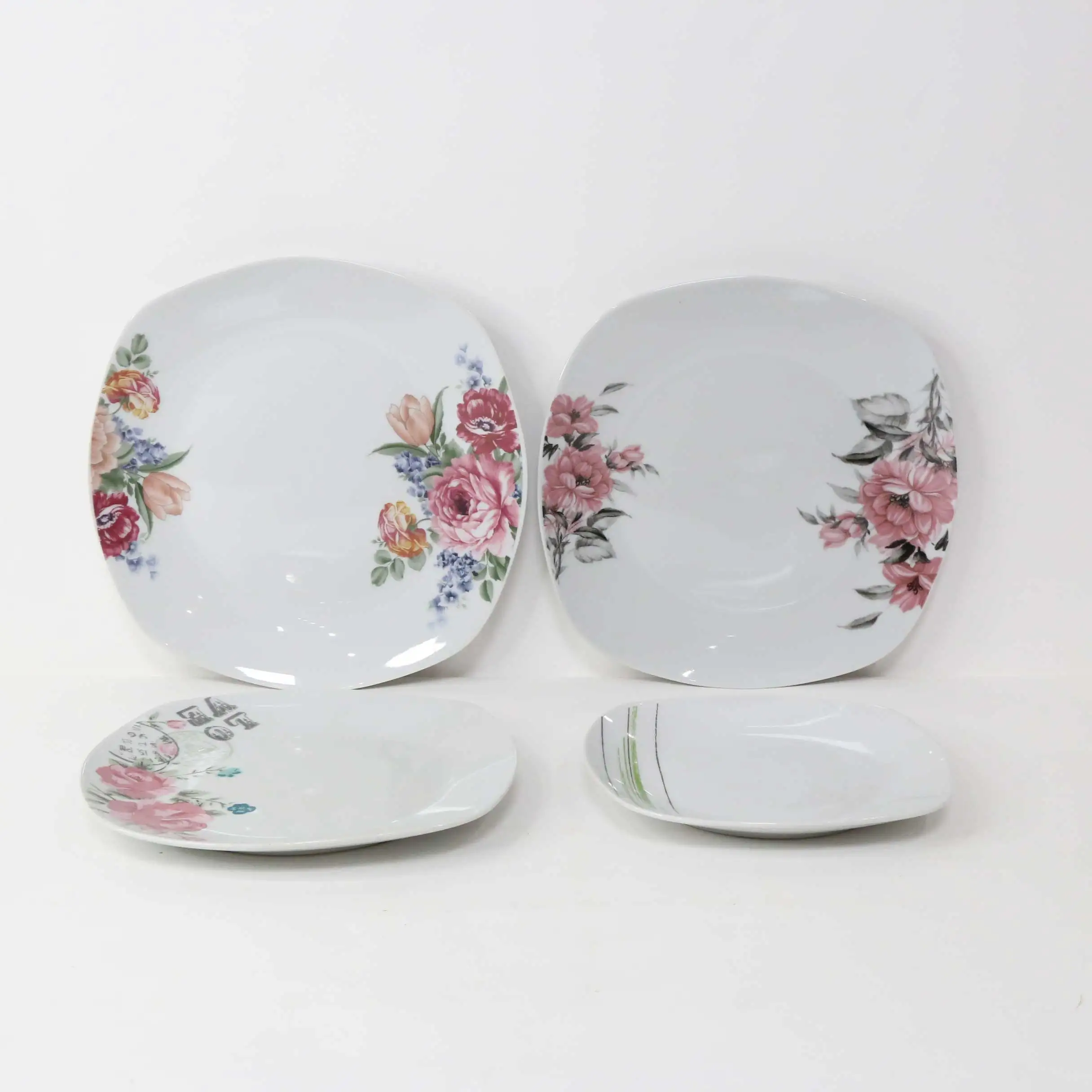 Wholesale,home Hotel Used Square Dinnerware Sets High Grade Dinner Set Square Porcelain Cheap Ceramic 16pcs/4 People for 4 Users