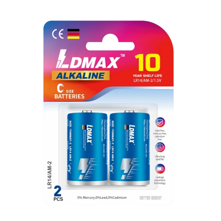 Wholesale LDMAX High Quality C size Type Alkaline Dry Battery Supplier AM2 1.5v LR14 Batteries for walkie talkie music player