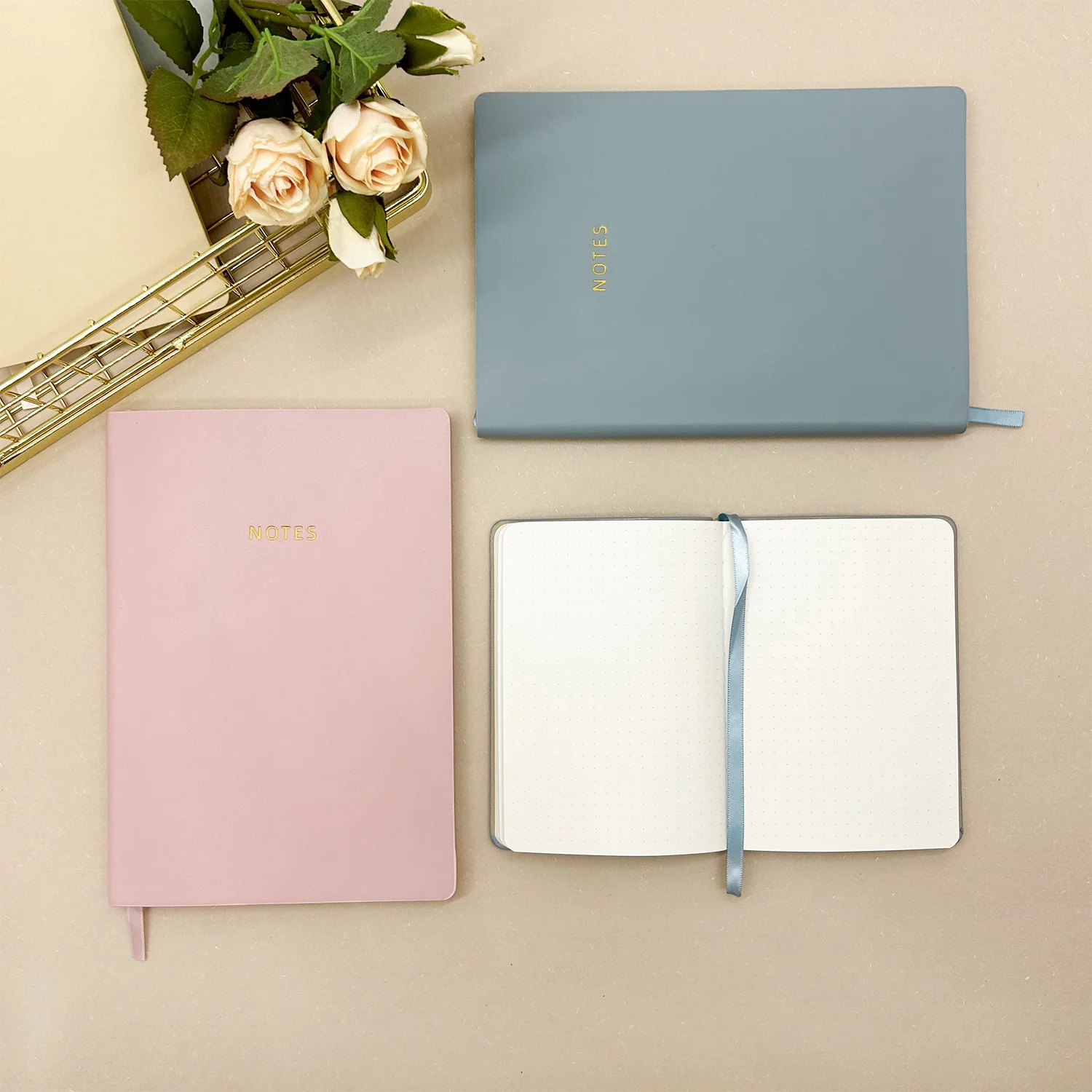 2025 Factory Stationary A6 Soft Cover Note Book Journals PU Leather Customized Lined Dotted Notebook