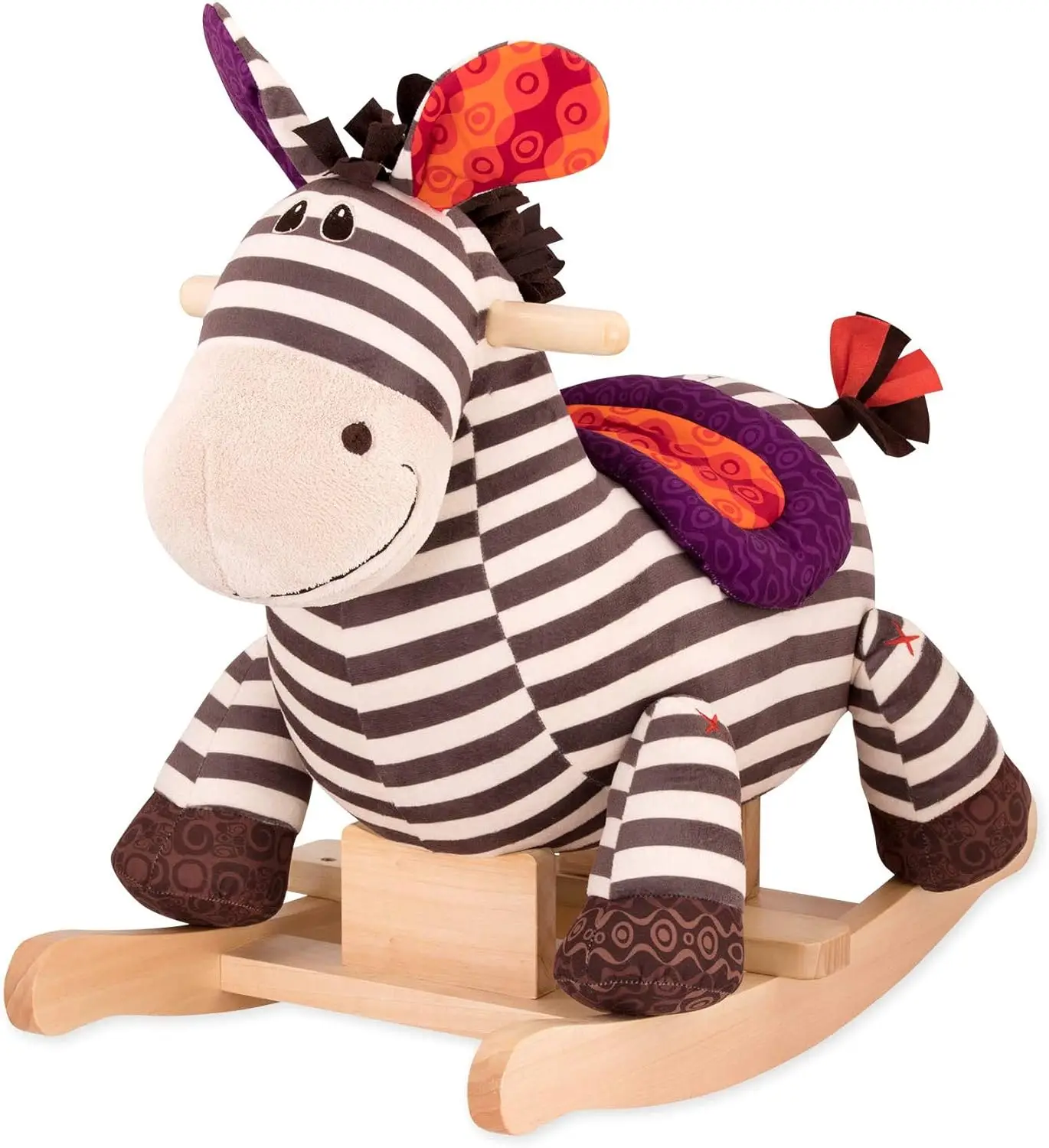 Деревянная качалка Zebra Родео рокер плюшевая езда на зебре для малышей и младенцев